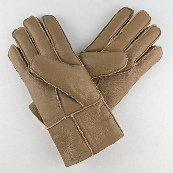 LAMO Women's Tan 100% Premium Australian Sheepskin Genuine Leather Gloves Size L - Picture 2 of 9